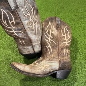 Justin Leather Womens Boots Size 7B Embroidered Tribal Distressed Rodeo Festival